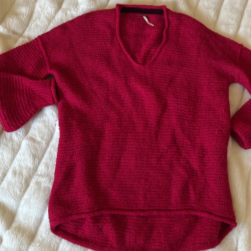 Free People Raspberry All Mine Sweater Size Small - Picture 5 of 10